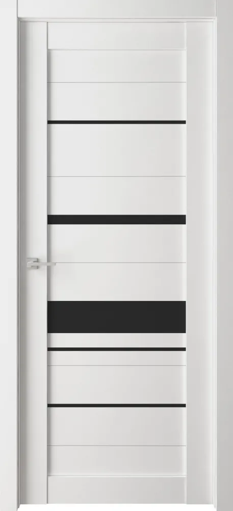 Межкомнатная дверь Легенда Велюкс 4 Айс светлый Айс светлый Стекло Лакобель черное